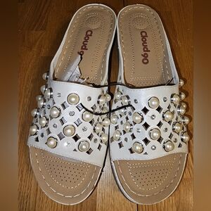 NEW Cloud 90 sandals pearls and rhinestone diamonds wedge size 42